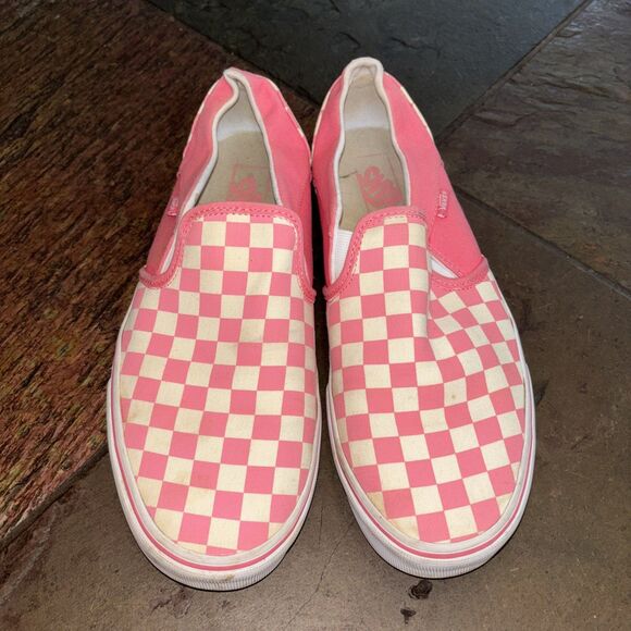 Vans Checkerboard Rose Pink White Women 11 Slip On Skateboarding Shoes Logo - Picture 3 of 10